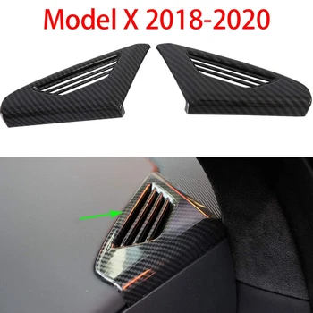 Sprednji Strani Zraka Vent Vtičnico Kritje Trim Okvir za Tesla Model X 2018-2020 Ogljikovih Vlaken Vzorec Samolepilne (Paket 2)