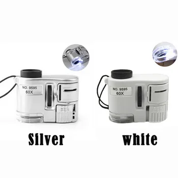 Novo 60x Ročni Povečevalno Steklo, Mini Žep Mikroskopom Loupe UV Valuti Detektor Zlatar Lupa Z LED Luči 92TV
