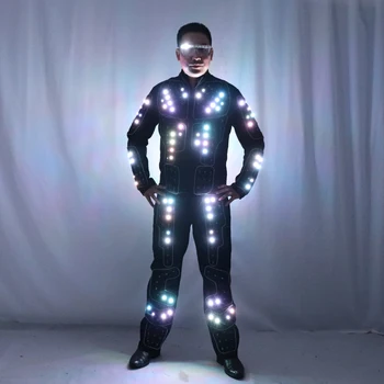 Barvno LED Robot, ki bo Ustrezala Stopnji Ples Kostum Tron RGB Light up Fazi Obleko Obleko, Jakno Plašč