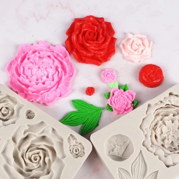 Velika Rose in Peony Cvet Plesni Silikonsko Plesni Fondat Torta Dekoraterstvo Orodje Gumpaste Sugarcraft Čokolada Oblike Bakeware