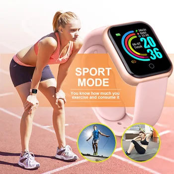 Y68 Smartwatch Ženske Moški 2021 Srčni utrip Fitnes Tracker Krvni Tlak D20 Šport otroci Pametne Ure za Android IOS Smart band
