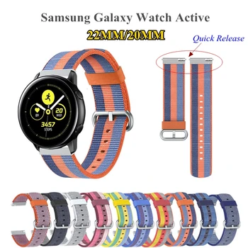 22 mm 20 mm, Zunanji Najlon Tkanine Hitro Sprostitev Šport Band za Samsung Galaxy Watch Aktivno Zamenjava za Huawei Watch GT Zapestnica