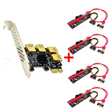 Riser USB 3.0 PCI-E Express 1x Do 16x Riser Card Adapter PCIE 1 Do 4 Reža PCIe Vrata Multiplikator Kartico Za BTC Rudar Rudarstvo