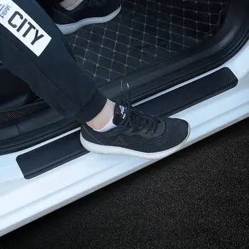 4pcs Vrata Avtomobila Polico Zaščitno folijo Anti-Scratch Anti-Kick Zaščitno folijo Nalepke Universal 3D Ogljikovih Vlaken Avto Polico Nalepke