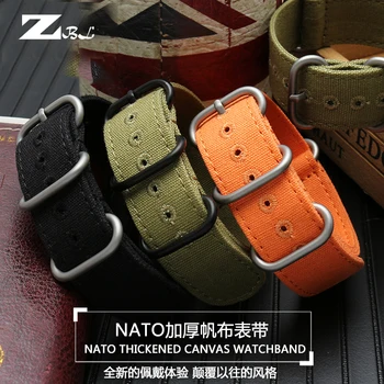20 mm 22 mm 24 mm 26 mm Zulu Najlon Watch Band NATO najlon platno watch trak s pet-obroč črne sponke jekla thic Moški dodatki
