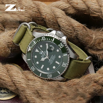 20 mm 22 mm 24 mm 26 mm Zulu Najlon Watch Band NATO najlon platno watch trak s pet-obroč črne sponke jekla thic Moški dodatki