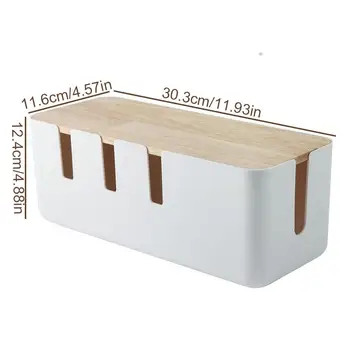 Škatla za shranjevanje s Lesen Pokrov za Vtičnica Napajalni Kabel Varno Hlajenje Odvajanje Toplote Kabel za Polnjenje, Skladiščenje, Dodelava Primeru