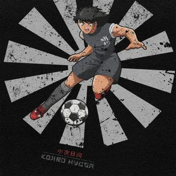 Anime Moški T-shirt Kojiro Hyuga Retro Captain Tsubasa T Shirt Čistega Bombaža Kratka Sleeved Tshirt Nogomet Ohlapno Fit Oblačila