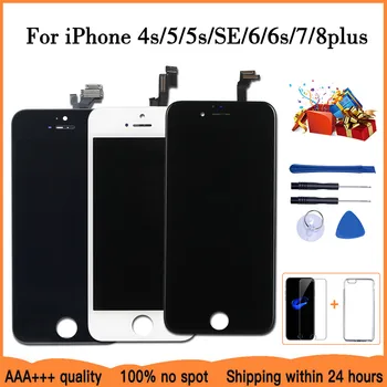 AAA+++LCD Zaslon Za iPhone 6 7 8 6S Plus Zaslon na Dotik Zamenjava Za iPhone 5, 5C 5S SE Ne Dead Pixel+Kaljeno Steklo+Orodje+TPU