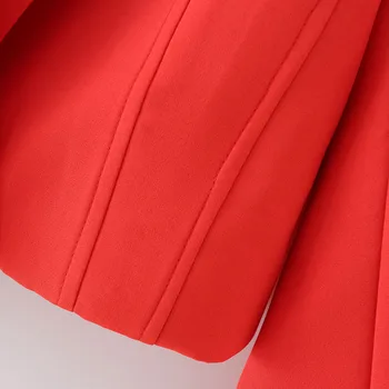 Za 2021 poletje nove ženske temperament modni rdeči visoka vitka slim kratki, temni gumb dolgimi rokavi obleka jakna ženske