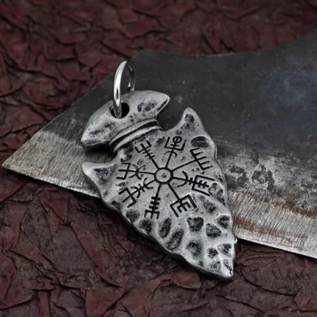 Vintage Čelu Strah Viking-Vegvisir Rune Železo Barva Vikingi Kopje, Ogrlico, Obesek Verige Moških Amulet Nakit Darilo