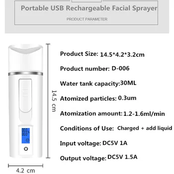 3 v 1 Nano Lepoto Škropilnica Prenosni Obraz Spray Kože Vlage Analyzer Moči Banke Mini Kožni Test Analiza Vlažilna Nega Orodja