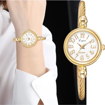 Lvpai Frauen Kleine Zlato Armreif Zapestnica Luxus Uhren Edelstahl Damen Quarz Armbanduhr Marke Priložnostne Frauen Kleid Colck