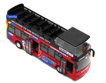 Elektronski Sound & Light Double-decker turistični avtobus, avto Zlitine model ogled Mesta z avtobusom odprtih vrat zbirka model otroci darilo