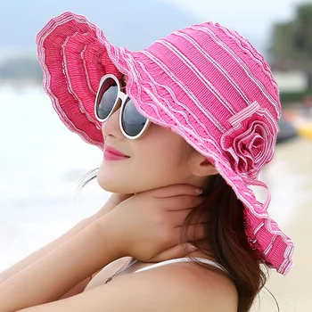 2020 Nove Modne Ženske Klobuk Koreja Slog Cvet Packable Velike Široko Roba Pokrivalo Anti-UV Nastavljiv Ženske Kekec Plaža, Sonce Klobuk