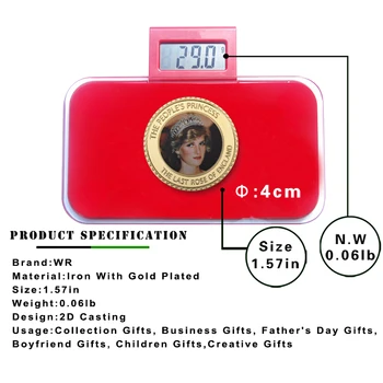 10pcs Diana Princesa Walesa pozlačeni Zbirateljskih Kovancev z Kovanca Imetnik Izziv Kovanec Spominek Darilni Set