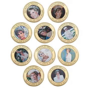 10pcs Diana Princesa Walesa pozlačeni Zbirateljskih Kovancev z Kovanca Imetnik Izziv Kovanec Spominek Darilni Set