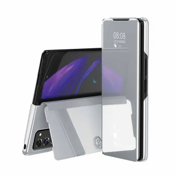 Za Samsung Galaxy Ž Krat 2 5G Primeru Flip Mirror Stojalo Primeru Telefon Za Samsung Galaxy Ž Fold2 5G Kritje Luksuzni Zaščitna 7.6 palčni