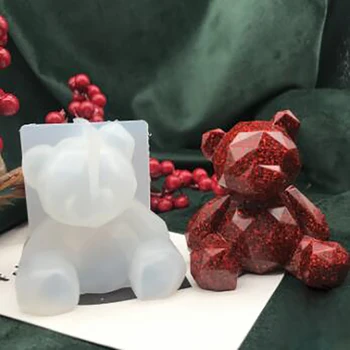3D Zabuhle Srce Silikonsko Plesni Ročno Geometrijske Imeti Smolo Orodja DIY Medved Kawaii Epoksi Smolo Mačka Nakit Kuncev, Prašičev Obrti