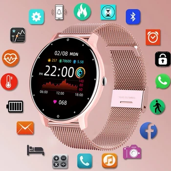 LIGE 2021 Pametna ura Ženske Polni, Zaslon na dotik, Športna Fitnes watch IP67 nepremočljiva Bluetooth Za Android iOS Pametno gledati Žensko