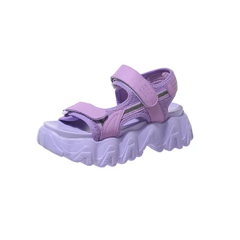 Moda mehko ženske sandale poletje 2021 nove luksuzne design čevlji študent vijolično debel-soled plaži, sandali, čevlji za ženske črna