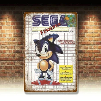 Kovinski Plakat Retro Vintage Prijavite Video Iger Sega Sonic Mega Drive