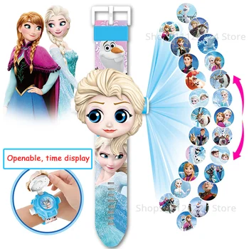 24 imagic Projekcija Otrok Ure Dekleta Disney Princesa Elsa Minnie Gledajo Otroci, Digitalna Ura, Fantje Študent Ročne Darilo