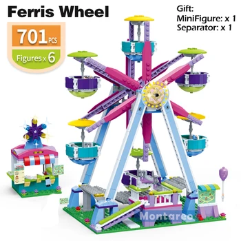 Mesto Prijateljev Ferris Wheel Park Vrtiljaka Cafe, Trgovina Party House Model gradniki Otrok Izobraževalne DIY Igrača za Dekleta, Darilo za Rojstni dan