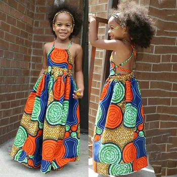 Otroci Dekleta Afriške Dashiki 3D Digital Print Naramnice Princesa Obleko Povoj Zanko Obleko Poceni Krilo Kul Poleti