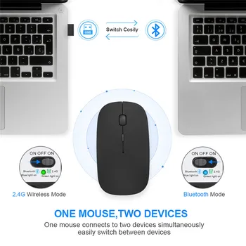 Brezžično Miško Bluetooth za ponovno Polnjenje Brezžične Miške Računalnik Tiho Mause Ergonomska Mini Miška USB, Optični Miške Za prenosni RAČUNALNIK