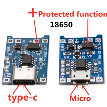 1PCS 5V 1A Micro USB tip 18650-c Litijeva Baterija Polni Penzion Polnilnik Modul+Zaščita Dual Funkcije TP4056 18650