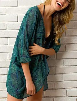 2020 Poletje Ženske Šifon Prikriti Boho Cvetlični Kimono Jopico Odklon Pol Rokav Plaži Kopalke Bluzo Srajce Za Ženski Zgornji Deli Oblačil