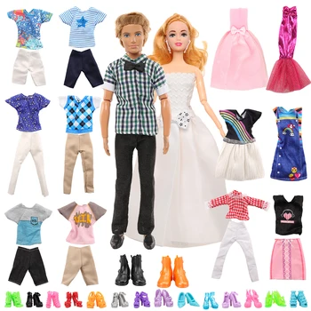 25 Element za Barbie Ken Oblačila, Lutka Dodatki, Večerne Obleke, Hlače, Vrhovi Midi Obleko, Čevlji za Darilo za Rojstni dan Prisotni Otroci Igrače