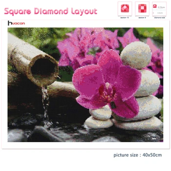 Huacan Polni Sveder Kvadratnih Diamond Slikarstvo Cvet Diamond Mozaik Kamen Gojitelje Orhidej Doma Dekoracijo Diamantno Art