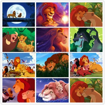 Disney Lion King Diamond Slikarstvo 5D DIY Plakat, otroška Soba Stenski Mozaik, Art Navzkrižno Šiv Kit Diamond Vezenje Doma Dekor