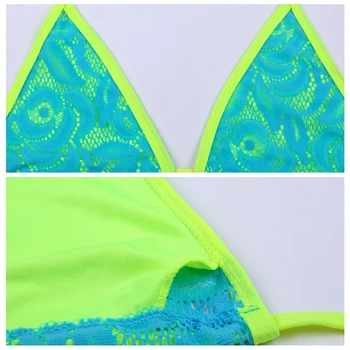 Ženske kopalke, Brazilski bikini, tangice + Čipke Modrc kopalke, čipke plast plaža obleko 2021