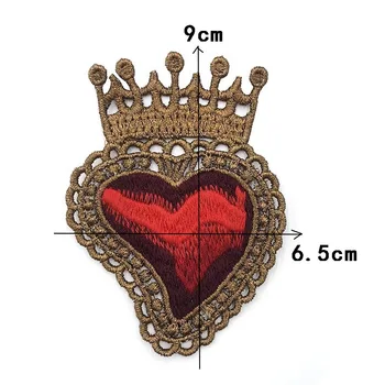 Krono Ljubezni Vezenje Srce Nalepke Beaded Obliž Sew na Roko Značko Za Jeans Oblačila Klobuk Oblačila Dodatki