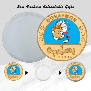 WR Japonski Anime Doraemon pozlačeni Zbirateljski Kovanec z Kovanec Primeru Izziv Kovancev Originalni Spominek Darila Dropshipping