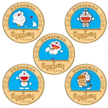 WR Japonski Anime Doraemon pozlačeni Zbirateljski Kovanec z Kovanec Primeru Izziv Kovancev Originalni Spominek Darila Dropshipping