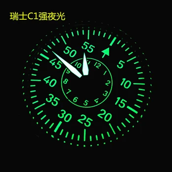 Pazi za Moške Jinggong Vh31 Štoparica Kazalec Nepremočljiva Močno Svetilnostjo Watch Samodejno Saphire Pilotni Watch 5Bar