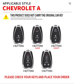 Cinkove Zlitine Daljinski Ključ Fob Primeru Kritje za Chevrolet Chevy Camaro Malibu Cruze Iskra Volt Vijakov Trax Sonic 2016-2020 Kritje Vrečko