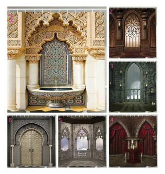 3D Gothic Dekoracijo Islamske Vzorec Art Design Starinsko Vrata Ilustracije Kopalnica Nepremočljiva Tuš Zavesa Kopalnica Zavese