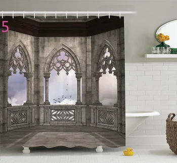 3D Gothic Dekoracijo Islamske Vzorec Art Design Starinsko Vrata Ilustracije Kopalnica Nepremočljiva Tuš Zavesa Kopalnica Zavese