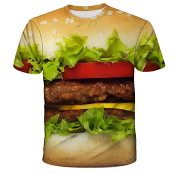 2021 Poletje Foodie Zrezek Krompirček Burger Natisni T-shirt za Moške 3D Hip Hop Street Smešno Tshirts Oblačila Majica Hrane Priložnostne Tshirt Vrhovi
