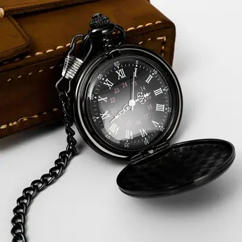 Moda 37 CM Fob Verige Gladko jeklo Quartz žepna ura Vintage Roman Nmber Izbiranje Obesek Fob Watch Darila Ure