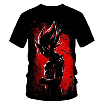 Rdeča Rumena Goku 3d Natisnjeni T-Shirt Poletnih O-vratu Anime t shirt za Moške Kratke Rokav Harajuku Risanka Tshirts Priložnostne Wukong Majica