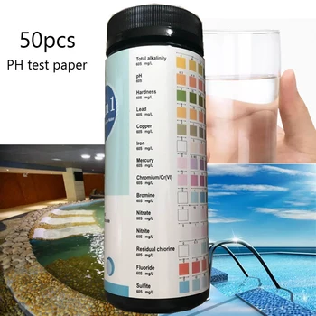 50pcs 14 v 1 Vodni Test Papir Rezidualni Klor, PH Vrednost Bazičnost Trdoto Testni Trak za Bazen Kakovosti Vode Detecto