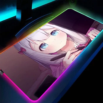 Anime Dekle Meri LED RGB Mouse Pad Računalnik Mausepad Xxl Osvetlitev Tipke za Genshin Vpliv Mause Gaming Tipkovnica Tipke 30X80CM