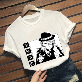 Anime Bungou Potepuške Pse Chuuya Nakahara Natisnjeni T-shirt Priložnostne Tee