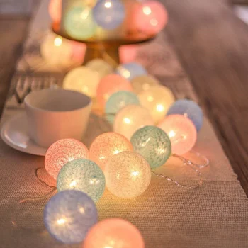 20 LED Bombaž Žogo za Niz Luči Baterija Upravlja Pisane Garland Pravljice Luči za Dom Poroko Božično zabavo na Prostem Decors